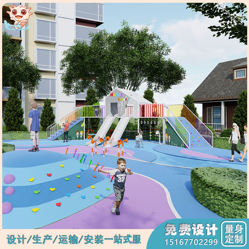 室外小區兒童游樂設備_連廊樹屋